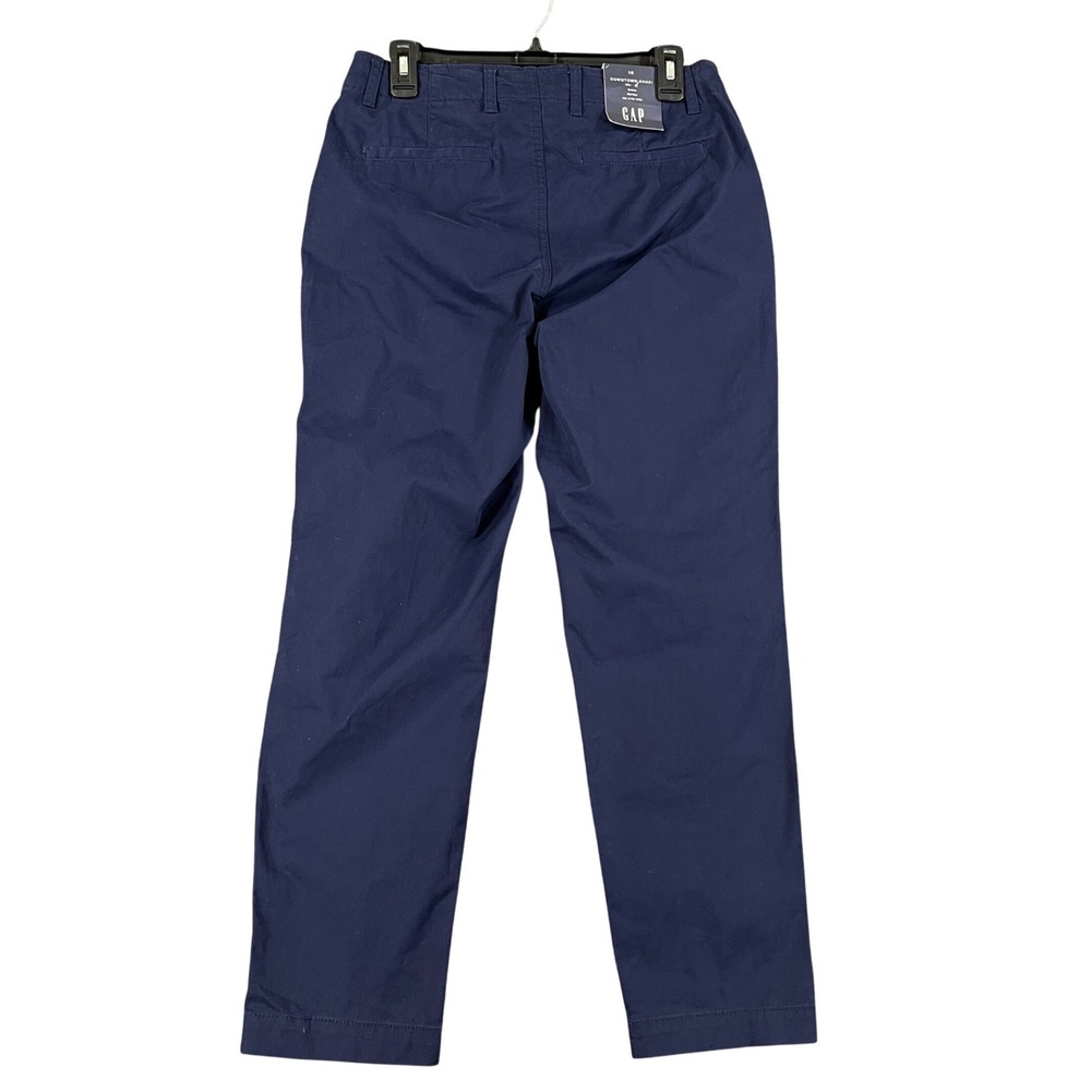 Gap Downtown Khaki Pants Womens 10 Navy Blue Mid Rise Ankle Stretch Workwear